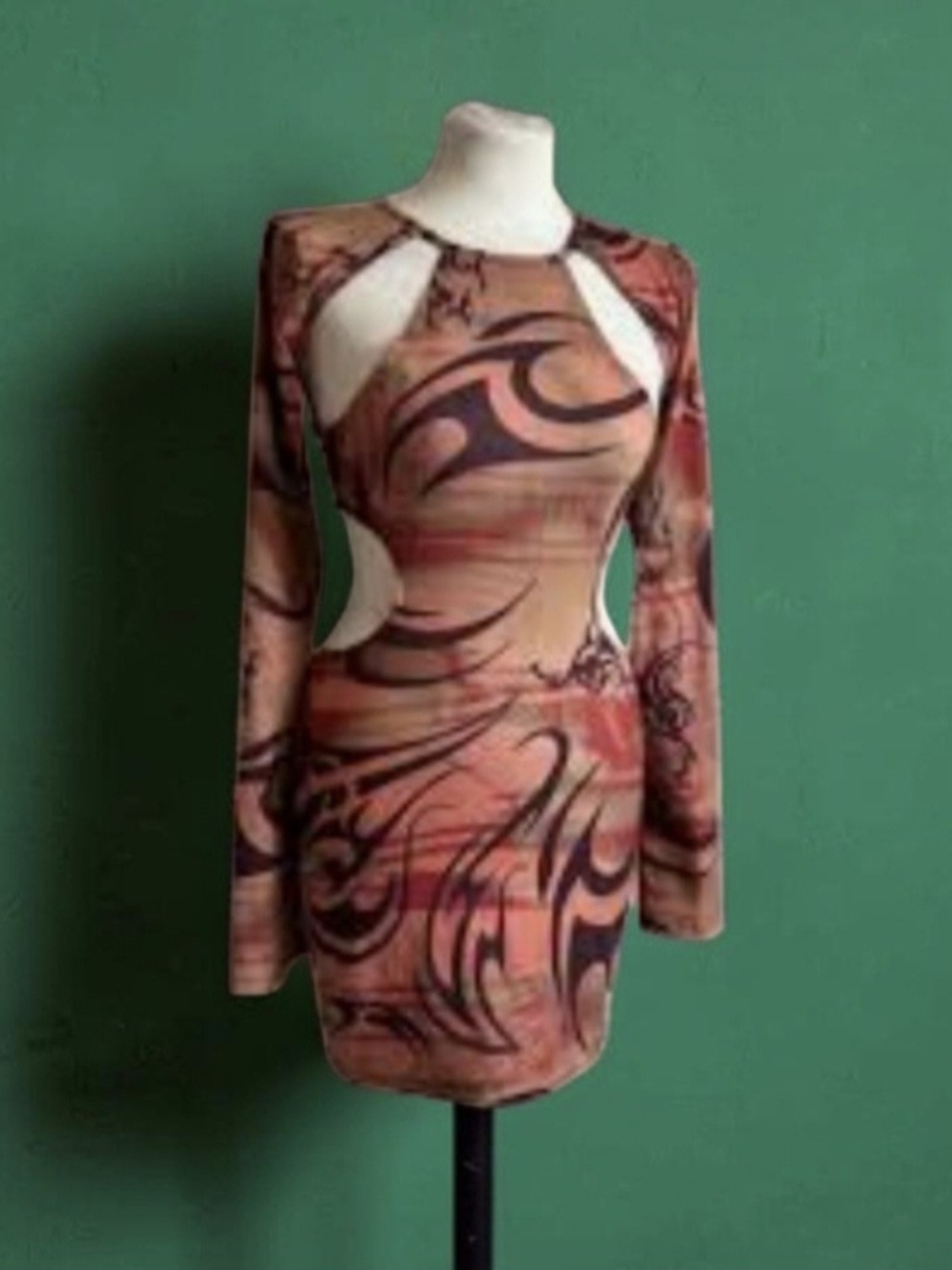 Jaded London NWT Dystopia Abstract Tattoo Cut Out Mini Dress Size US 10